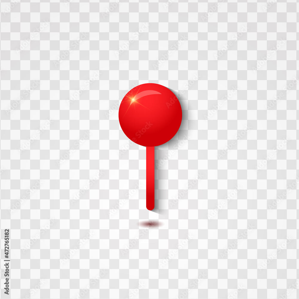 Red push pin isolated on transparent background. Vector illustration Red push pin isolated on transparent background. Vector illustration