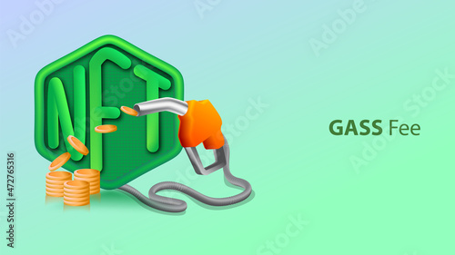 Gas fee NFT minting NFT Non Fungible Token vector illustration