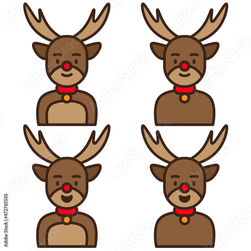Rudolph - Amazing cute christmas animal figure vector set of santa reindeer character suitable for sticker, emoticon, children book, design assets, decoration, christmas, and illustration in general