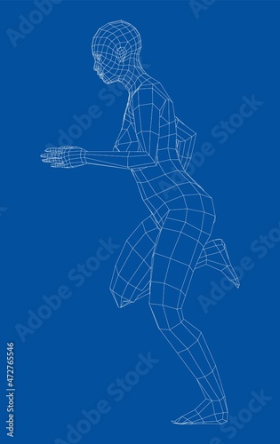 Wireframe running woman