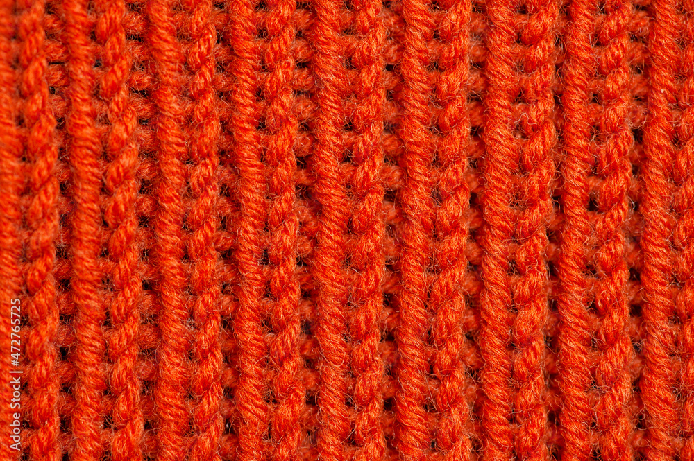 Knit large brown loops. Close up. Background