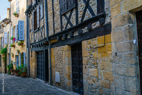 Details of the beautiful streets of Montignac. France October 2021 photo