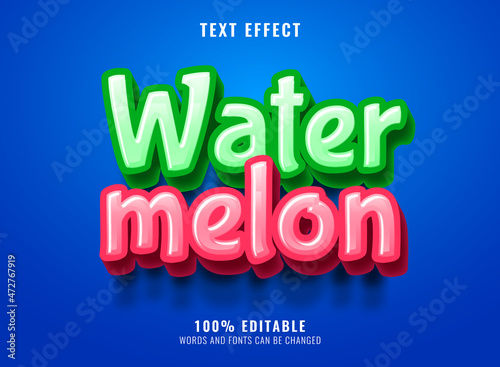 3d cartoon watermelon text effect