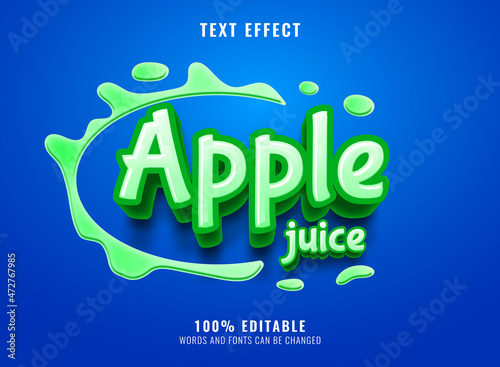 green apple juice with milk splash label text effect