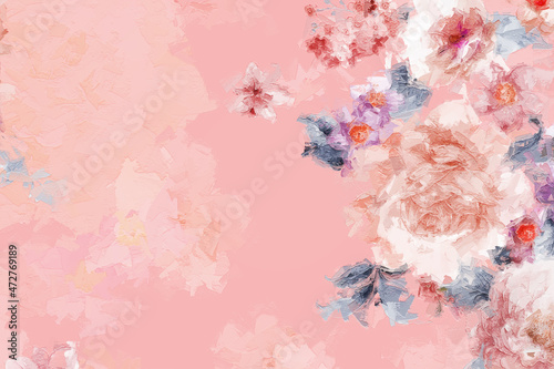 Beautiful oil painting flower illustration