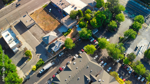 Salt Lake City aerial skyline on a sunny day, Utah from drone