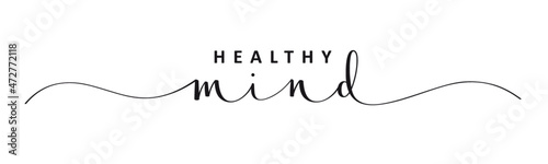 HEALTHY MIND black vector brush calligraphy banner with swashes