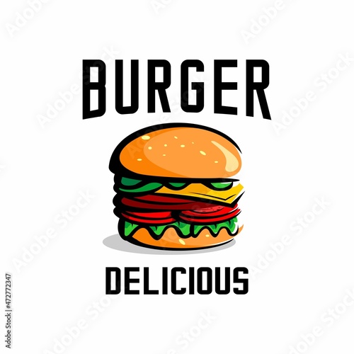burger logo vector  restaurant logo illustration design  brand  label  template