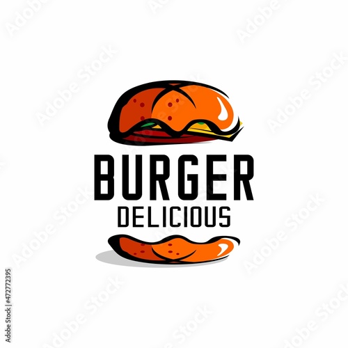 burger logo vector, restaurant logo illustration design, brand, label, template