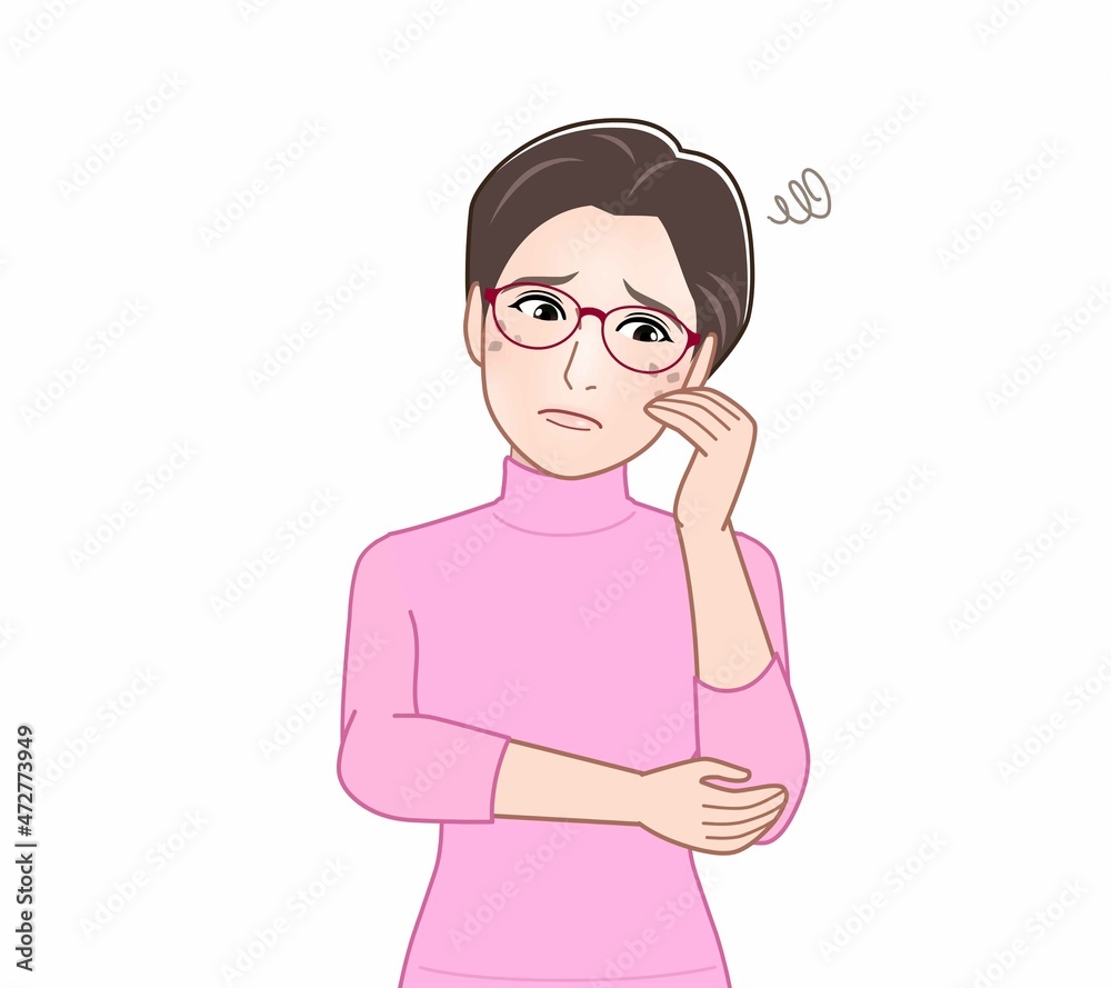 紅い眼鏡をかけたおばさん