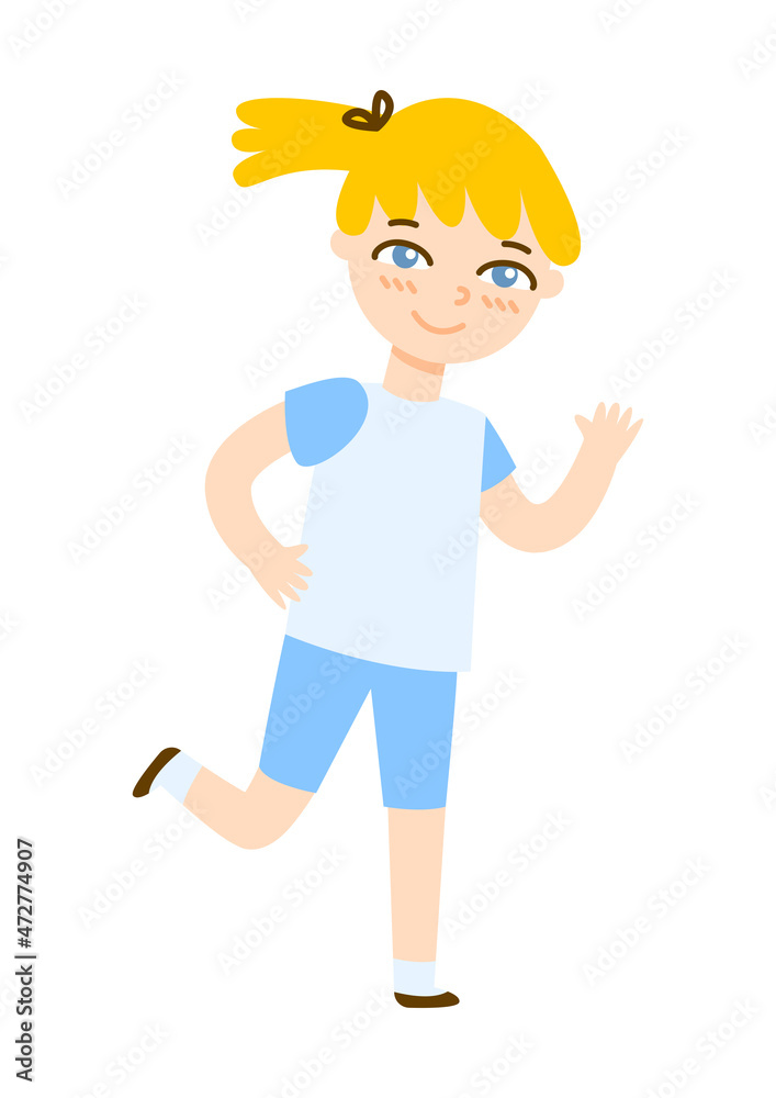 Cute cartoon running girl isolated on white background 2 Cute cartoon running girl isolated on white background 2