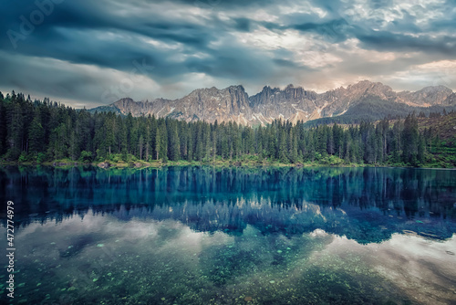 Carezza Lake in the Dolomites, Italy