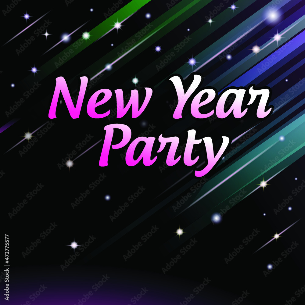 Happy New 2022 Year Party Poster Template with Colorful Light Effects. vector illustration