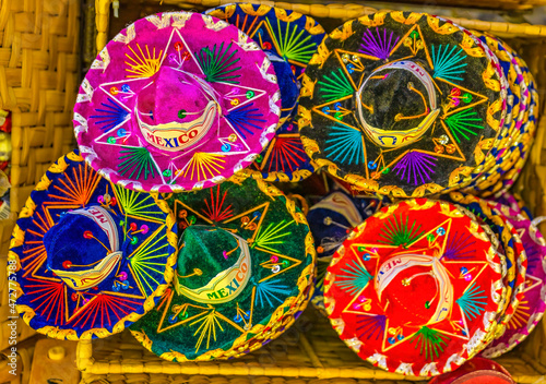 Fotografie Colorful Mexican Christmas sombreros handicrafts, Cabo San Lucas, Mexico