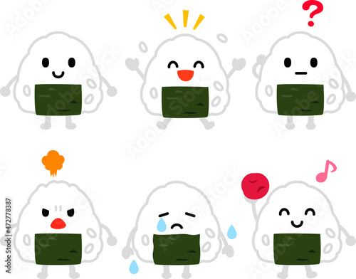 おにぎりのキャラクターのイラストセット