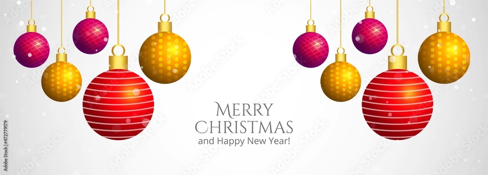 Merry christmas decorative balls banner background