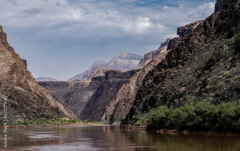 USA, Arizona. Floating down the Colorado River surrounded by canyon walls, Grand Canyon National Park. USA, Arizona. Floating down the Colorado River surrounded by canyon walls, Grand Canyon National Park.