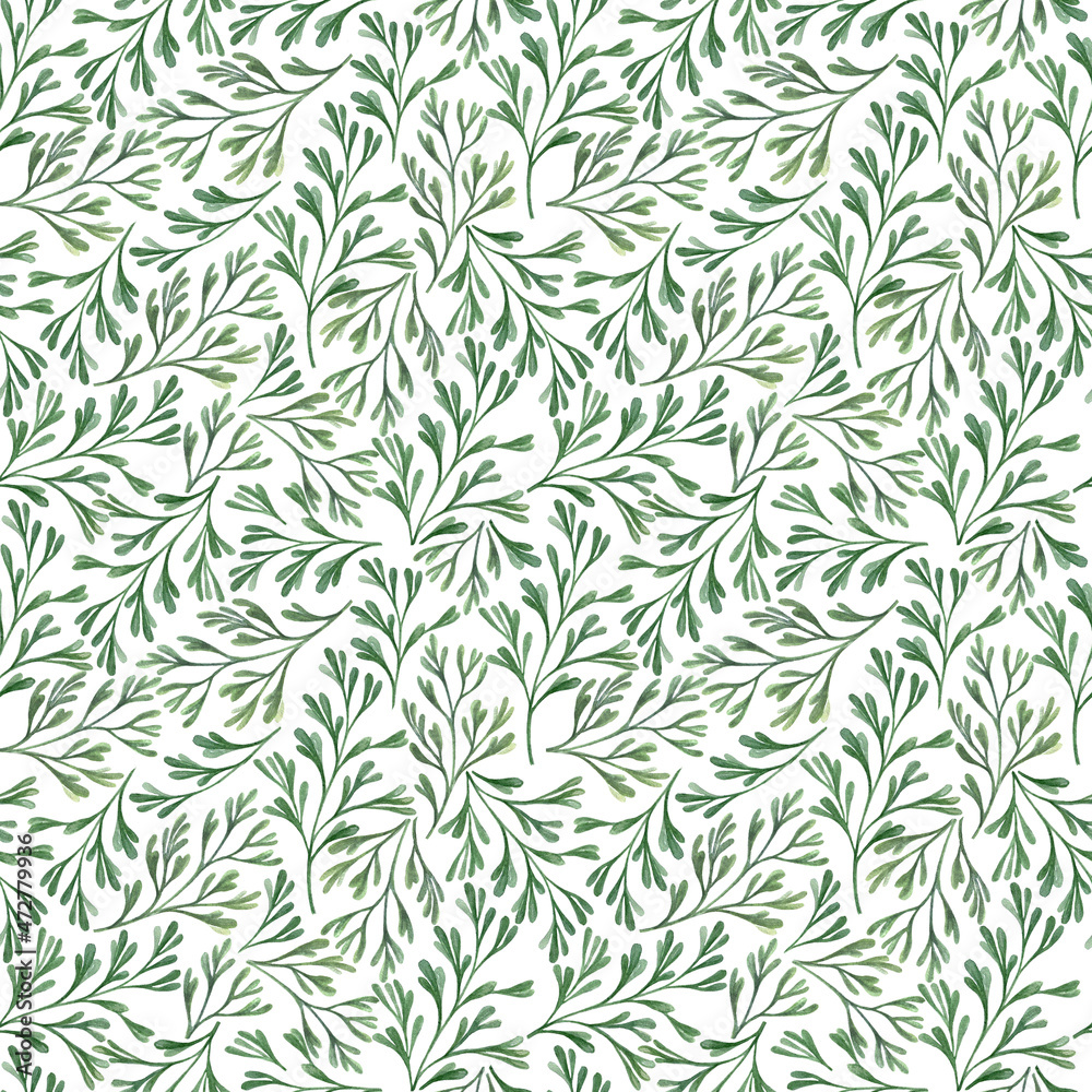 Fototapeta premium Seamless pattern of watercolor plants.