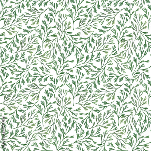 Seamless pattern of watercolor plants.