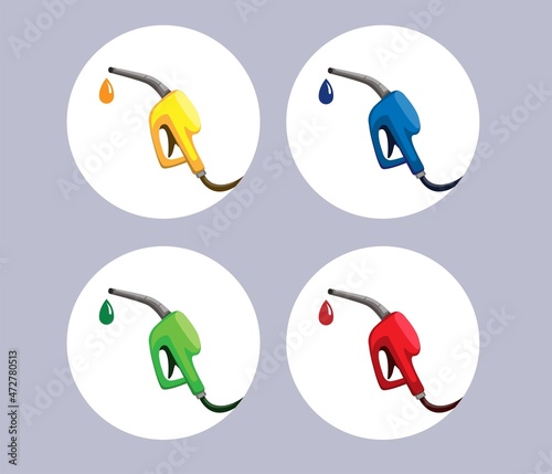 Gasoline fuel pump oil in gas station industry symbol collection set illustration vector