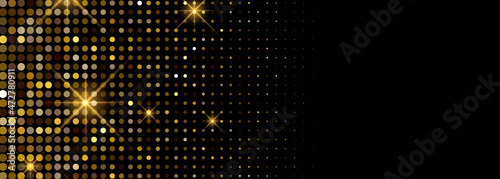 Luxury shiny golden glitters banner background