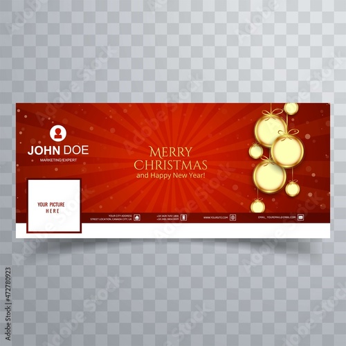 Merry christmas ball facebook banner template background