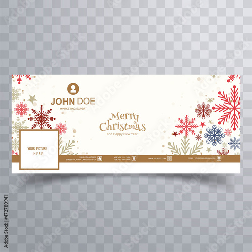 Merry christmas colorful snowflakes with facebook cover background