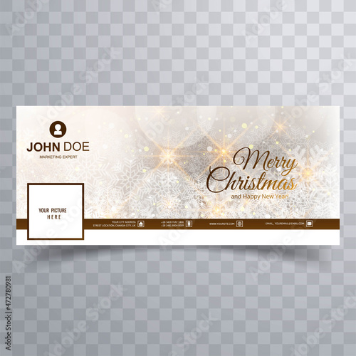 Holiday christmas facebook cover with snowflakes design