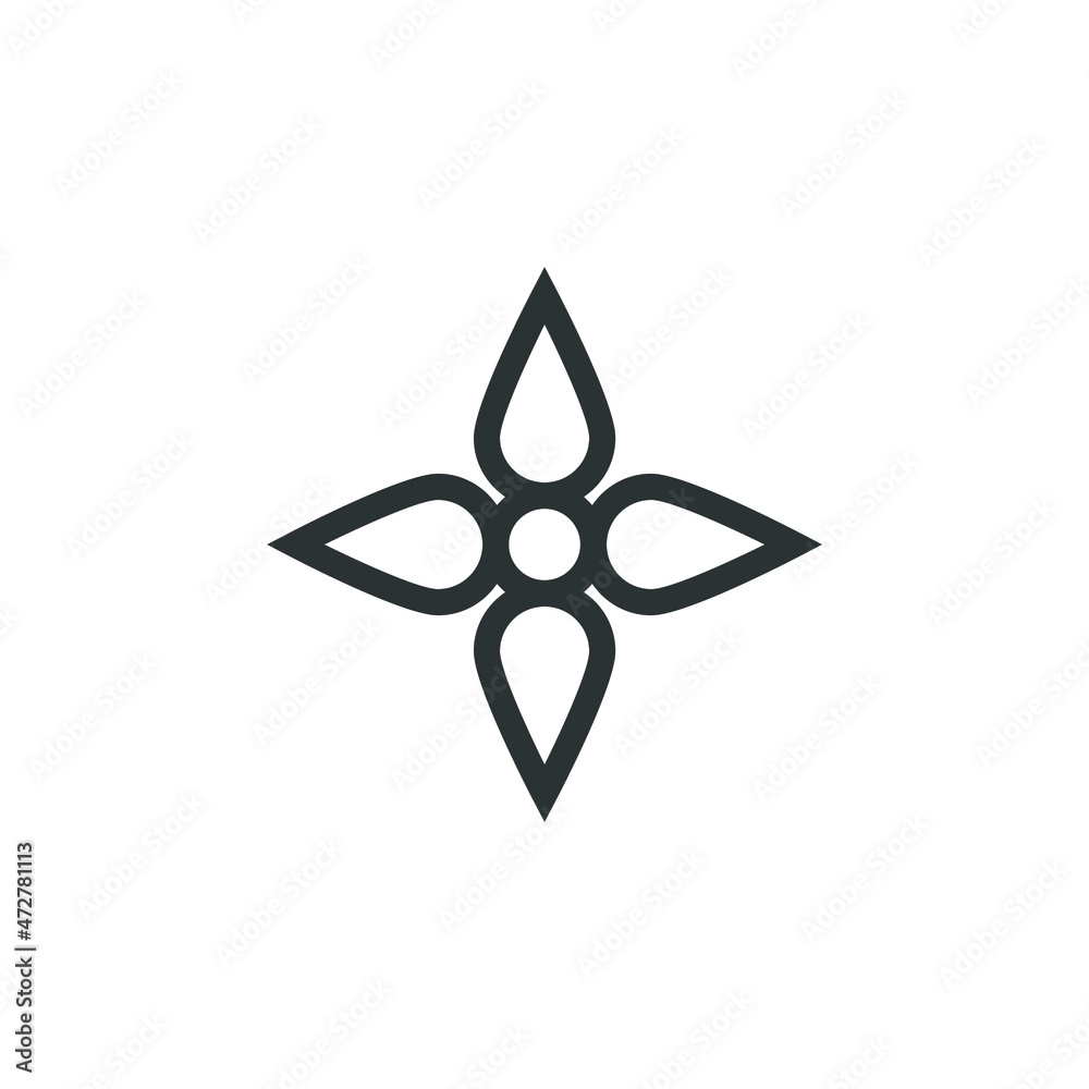 Vector sign of the flower symbol is isolated on a white background. flower icon color editable.