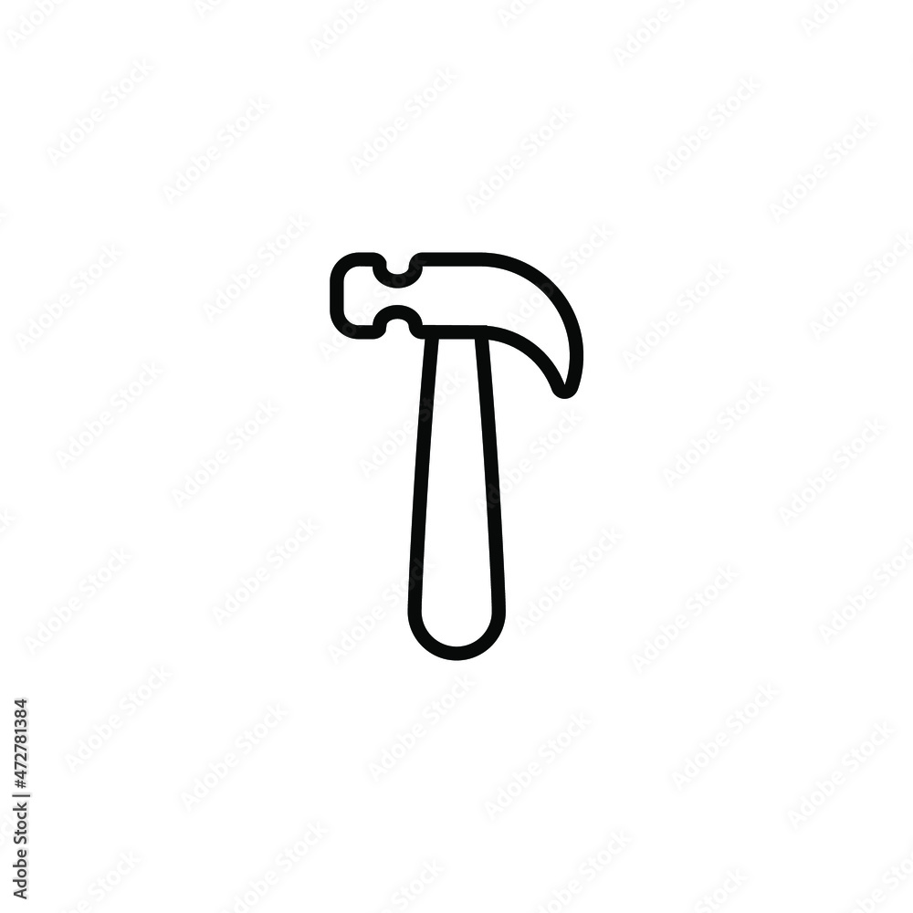 Vector sign of the Hammer symbol is isolated on a white background. Hammer icon color editable. Vector sign of the Hammer symbol is isolated on a white background. Hammer icon color editable.