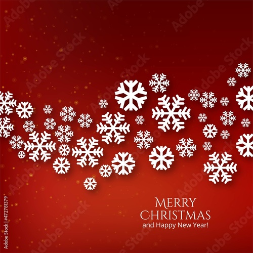 Decorative christmas celebration snowflakes on red background