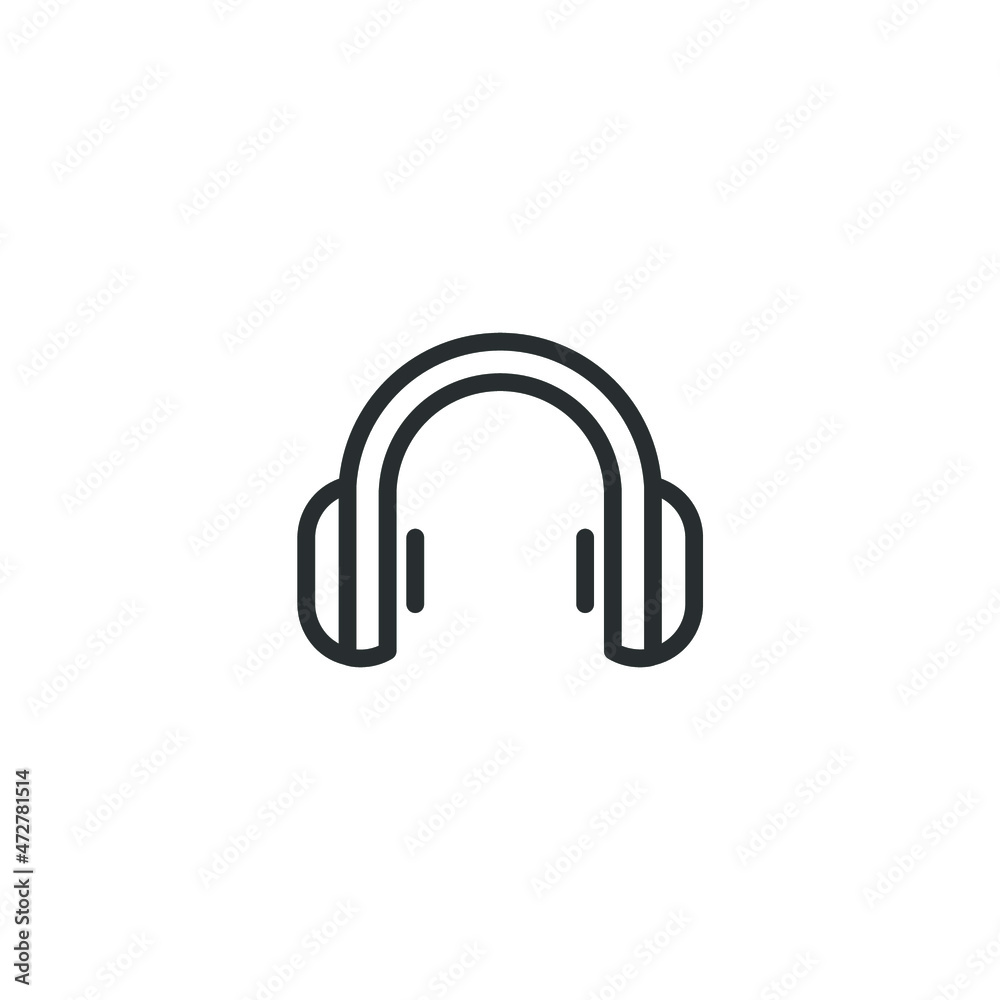 Vector sign of the Headphones symbol is isolated on a white background. Headphones icon color editable. Vector sign of the Headphones symbol is isolated on a white background. Headphones icon color editable.
