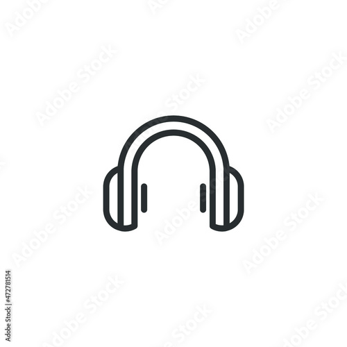 Vector sign of the Headphones symbol is isolated on a white background. Headphones icon color editable.