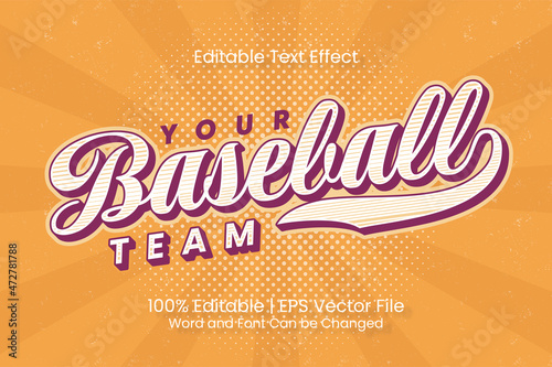 Editable text effect - Baseball Team emblem customized vintage style