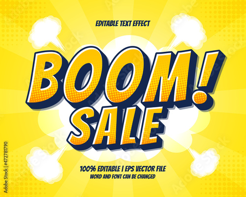 Boom Sale comic cartoon style editable text effect