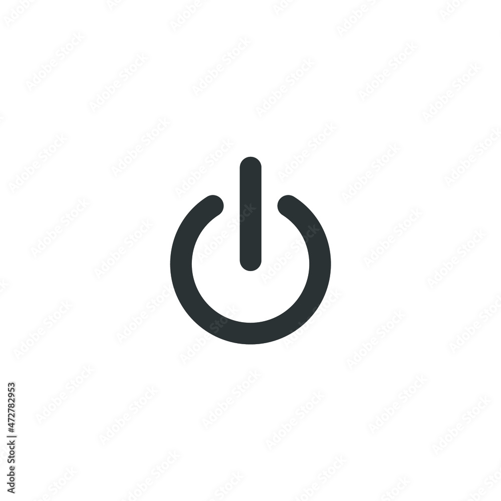 Vector sign of the power button symbol is isolated on a white background. power button icon color editable. Vector sign of the power button symbol is isolated on a white background. power button icon color editable.