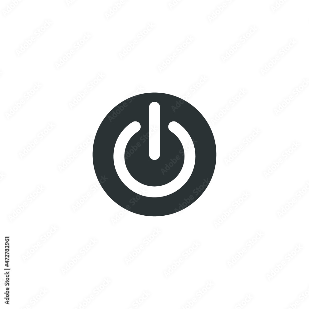 Vector sign of the power button symbol is isolated on a white background. power button icon color editable.