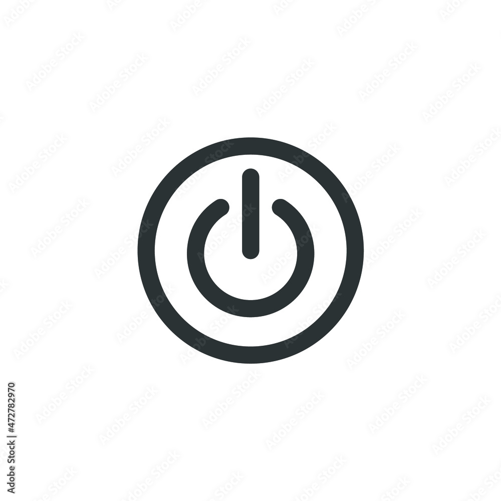 Vector sign of the power button symbol is isolated on a white background. power button icon color editable.