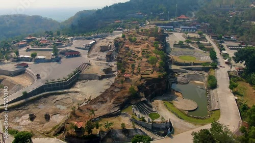 Breksi Cliff Park or Tebing Breksi Jogja, Yogyakarta, Indonesia. Aerial drone view photo