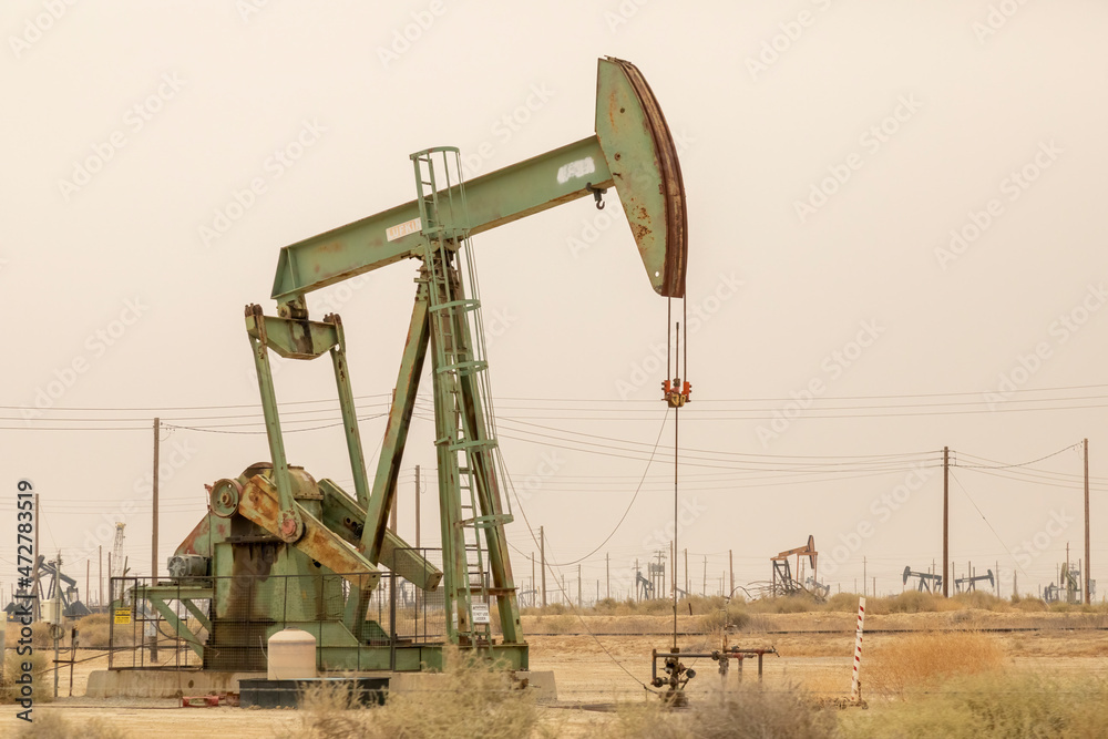 USA, California, Kern County. Pumpjack on oil well. USA, California, Kern County. Pumpjack on oil well.