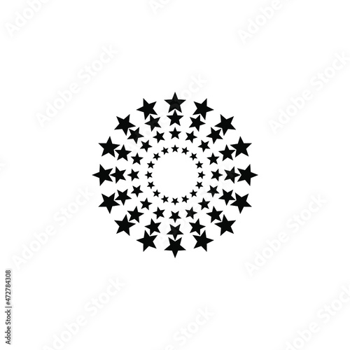 Vector sign of the Stars in circle symbol is isolated on a white background. Stars in circle icon color editable.