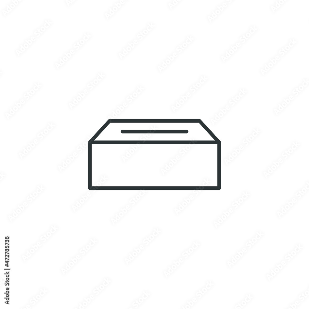Vector sign of the Tissue box symbol is isolated on a white background. Tissue box icon color editable.