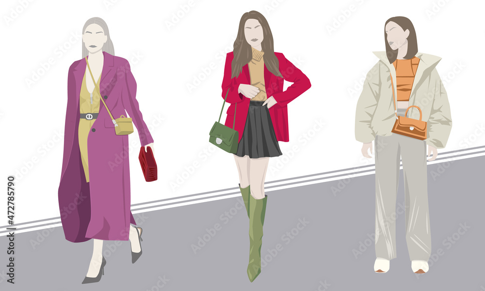 Women dressed in different styles, fashion Women dressed in different styles, fashion