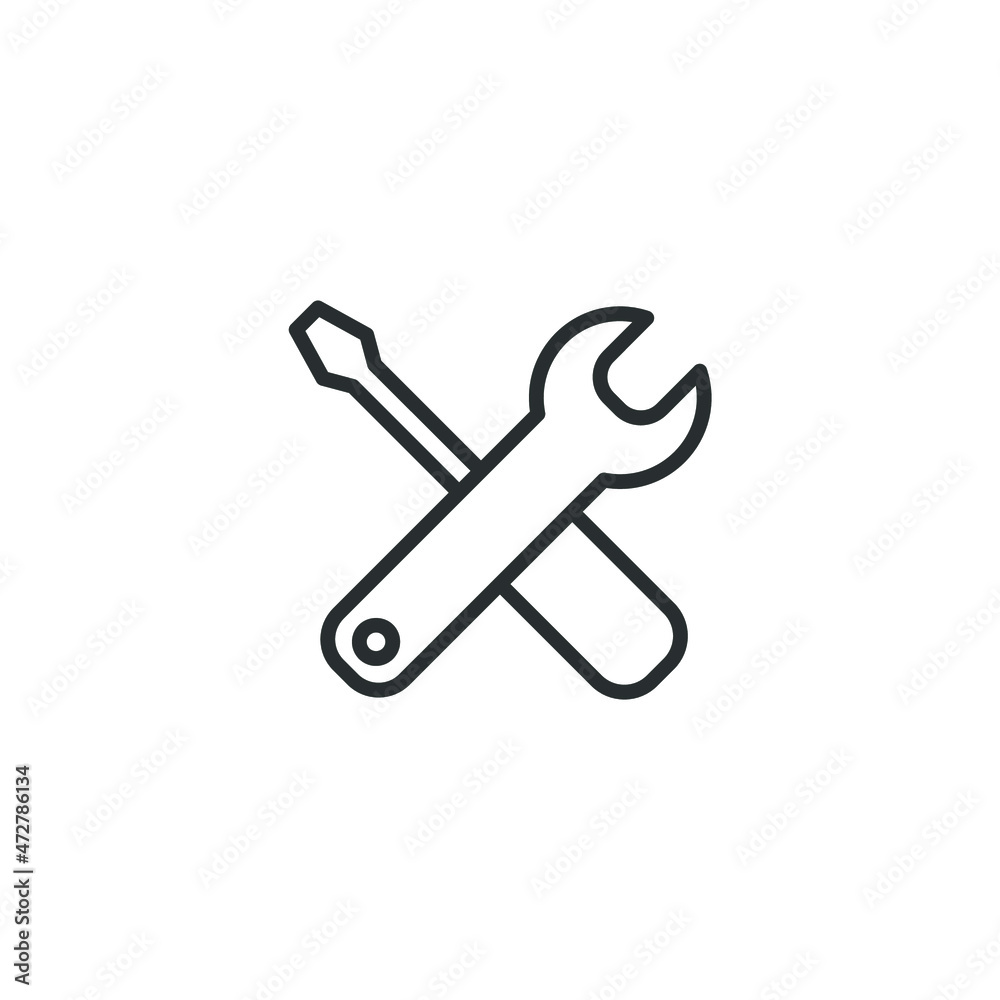 Vector sign of the tools symbol is isolated on a white background. tools icon color editable. Vector sign of the tools symbol is isolated on a white background. tools icon color editable.