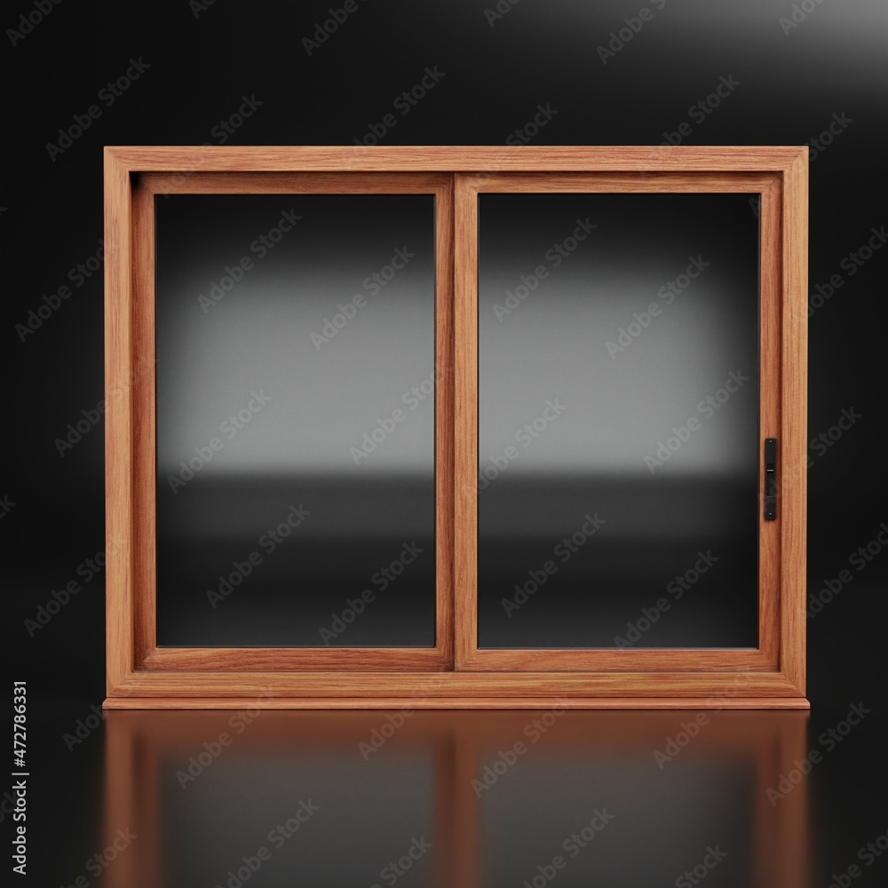 Realistic 3D Render of Double Sliding Window Realistic 3D Render of Double Sliding Window
