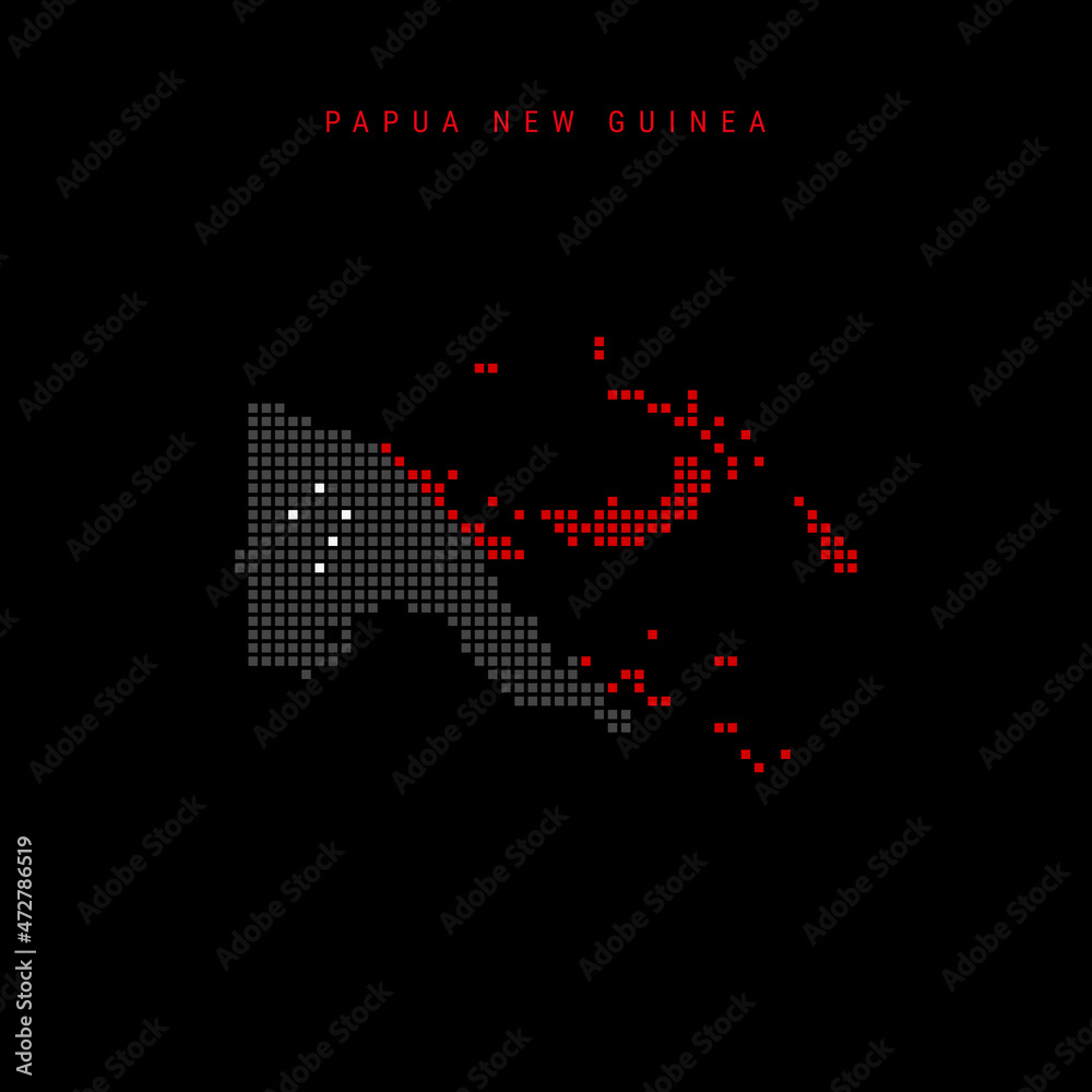 Square dots pattern map of Papua New Guinea. PNG dotted pixel map with ...