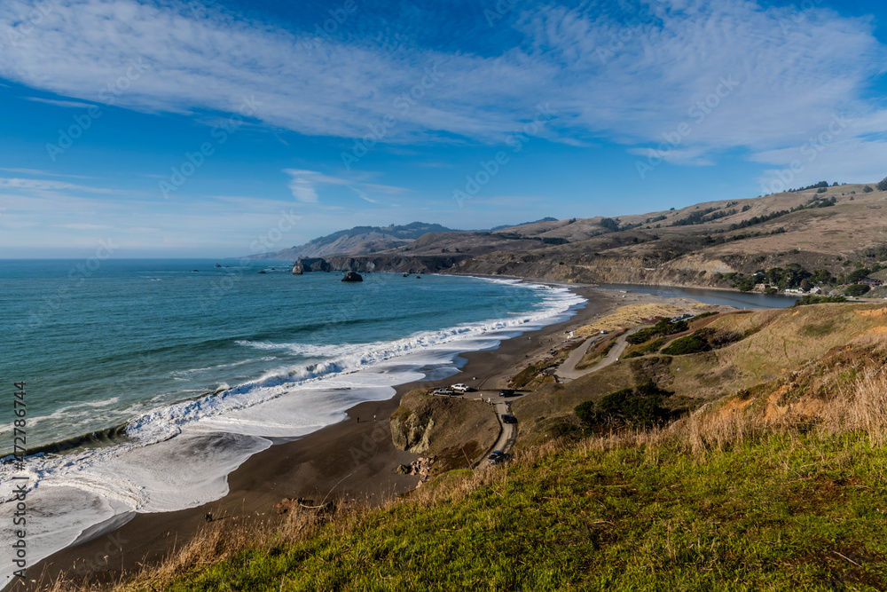 Goat Rock State Beach overview along Pacific Ocean