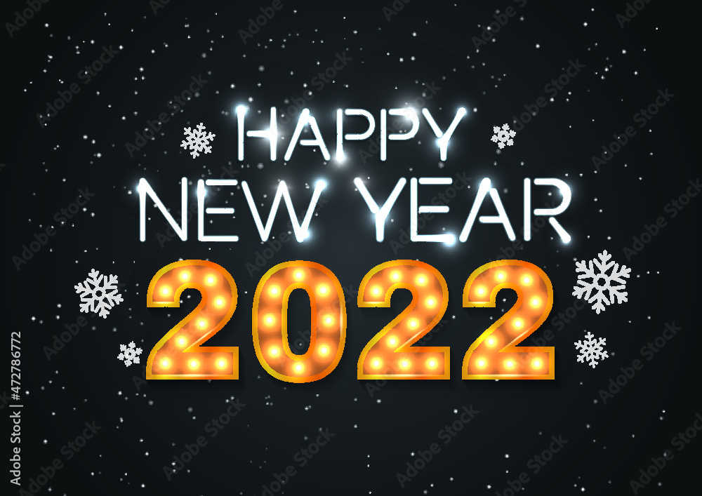 Happy new year 2022 luxury illustration on dark background happy new year greetings 