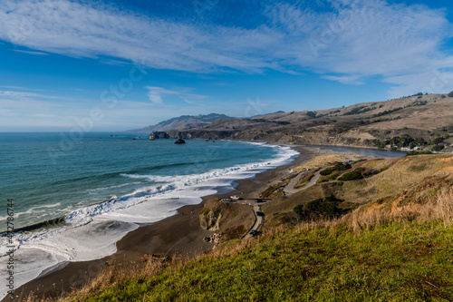 Goat Rock State Beach overview along Pacific Ocean