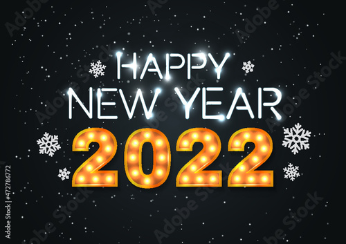 Happy new year 2022 luxury illustration on dark background happy new year greetings 